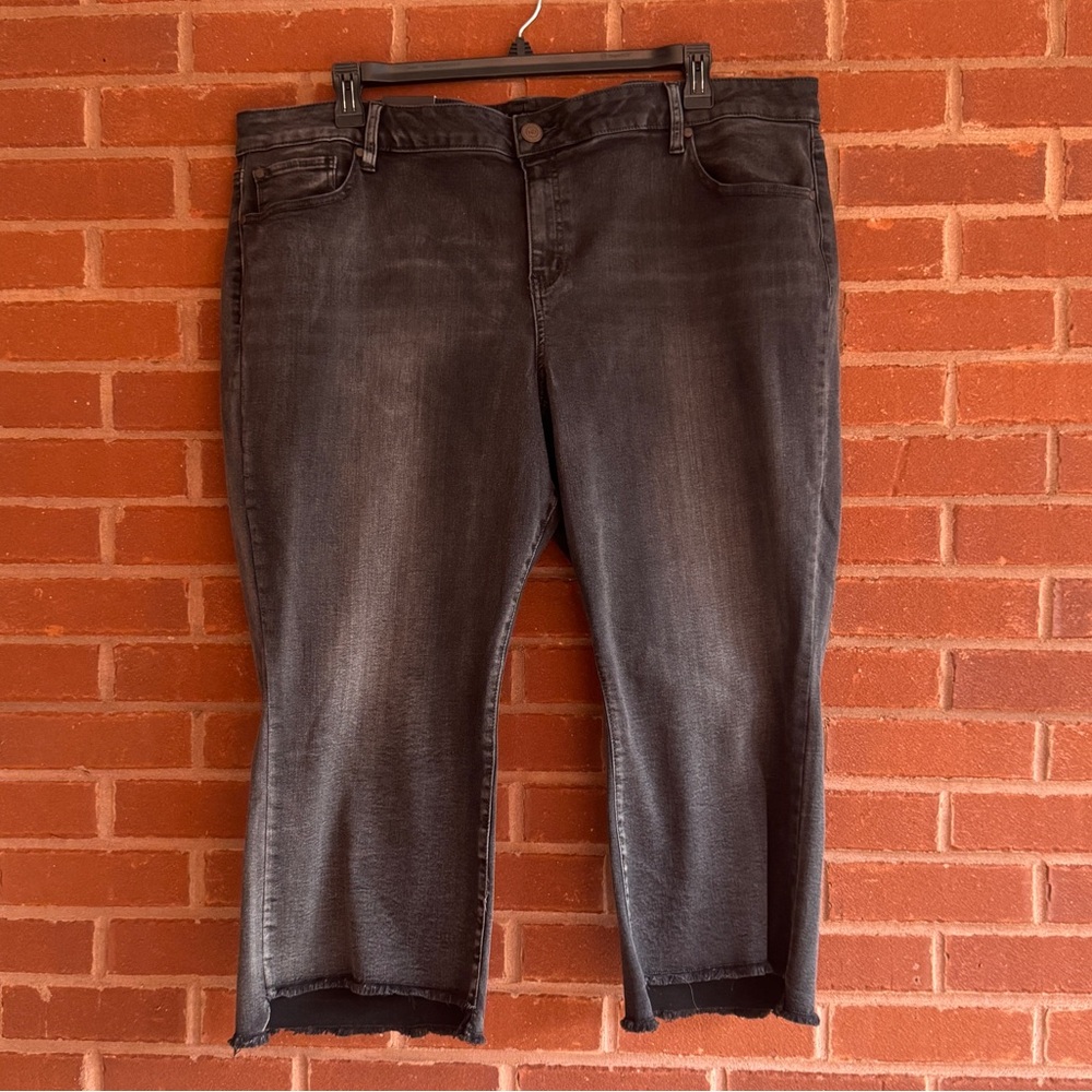 New Direction Curvy Frayed High Low Hem Black Jeans Size 24W